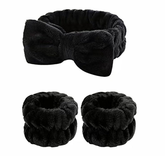 Black 3 piece headband set