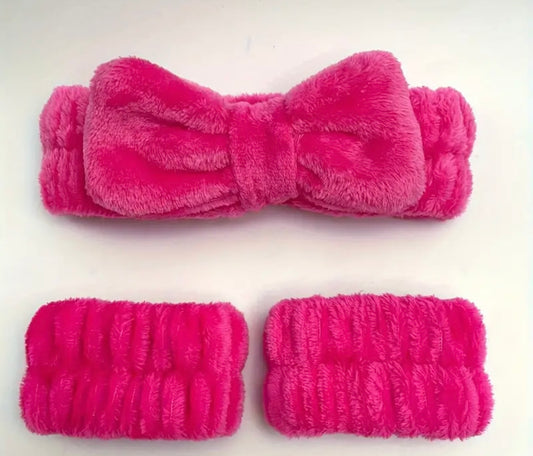 Bright Pink 3 Piece Headband Set