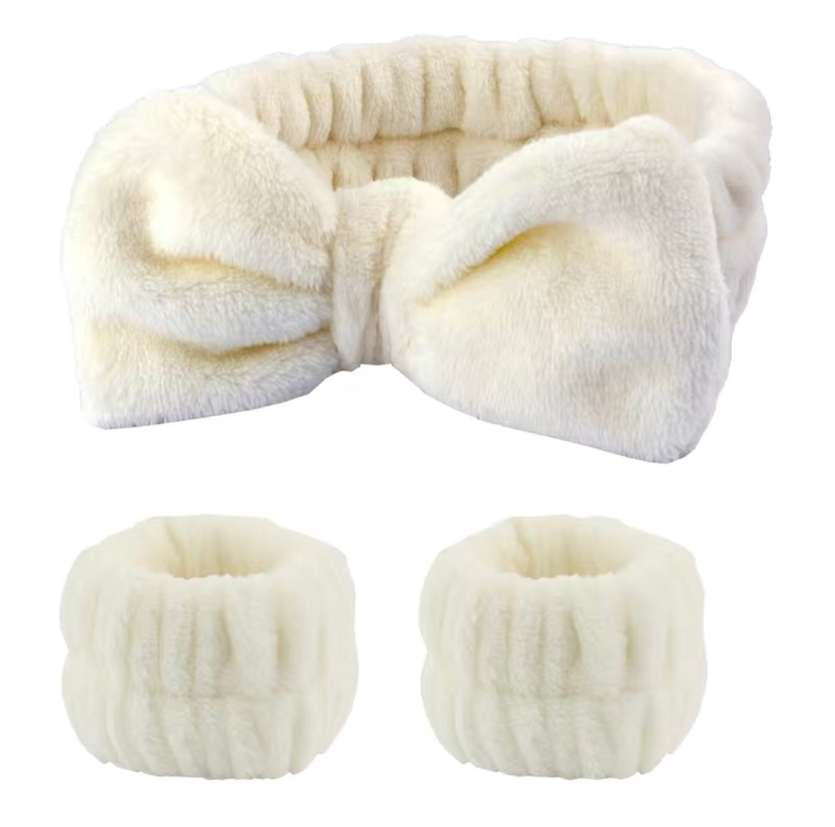 Cream 3 piece headband set